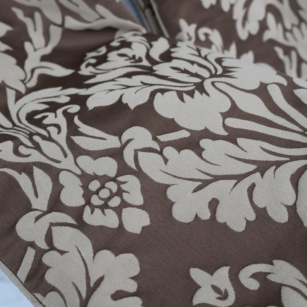 Restoration‎ Hardware Damask Pillow Covers 2 Silk Cotton 18.5x18.5 Damask Brown